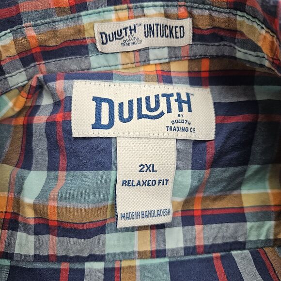 Duluth Trading Co Untucked BBQ Button-Up Shirt Mens 2XL Relaxed Fit Short Sleeve - Picture 3 of 8